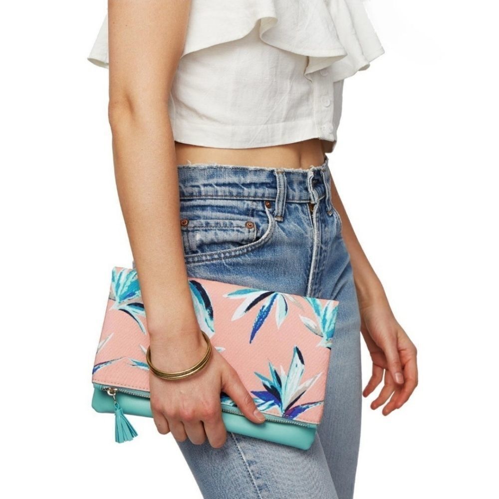 Rachel Pally Paradise Reversible Faux Leather & Canvas Zippered Clutch